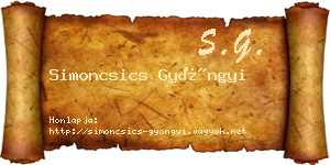 Simoncsics Gyöngyi névjegykártya